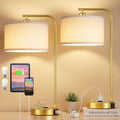 Gold Linen Shade Table Lamps Set