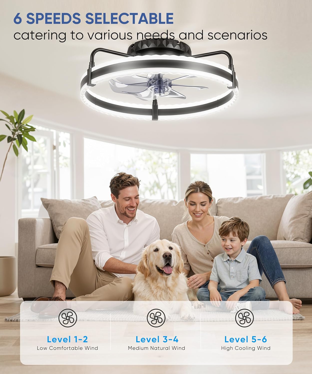 Black Low Profile Fandelier Ceiling Fan