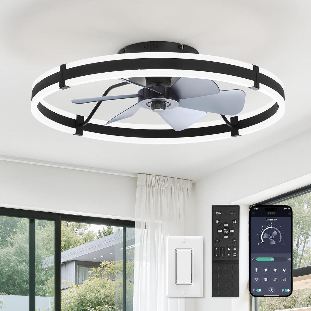 Black Low Profile Ceiling Fan Light