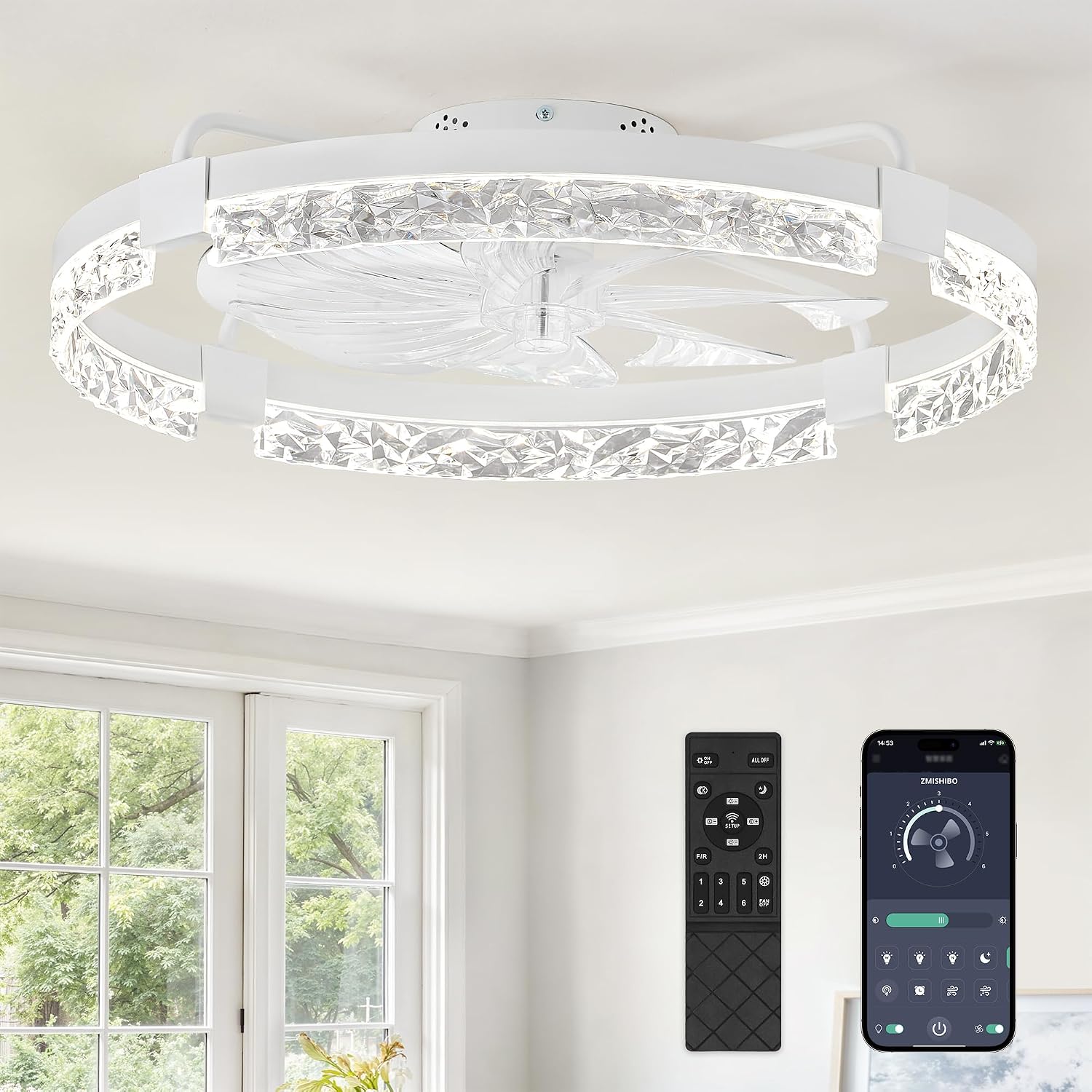 24IN Bladeless Ceiling Fan Light