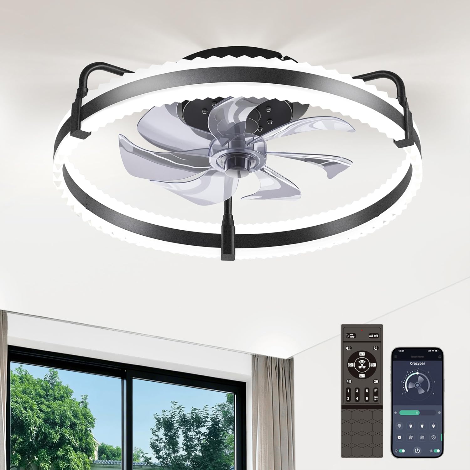 Black Low Profile Fandelier Ceiling Fan