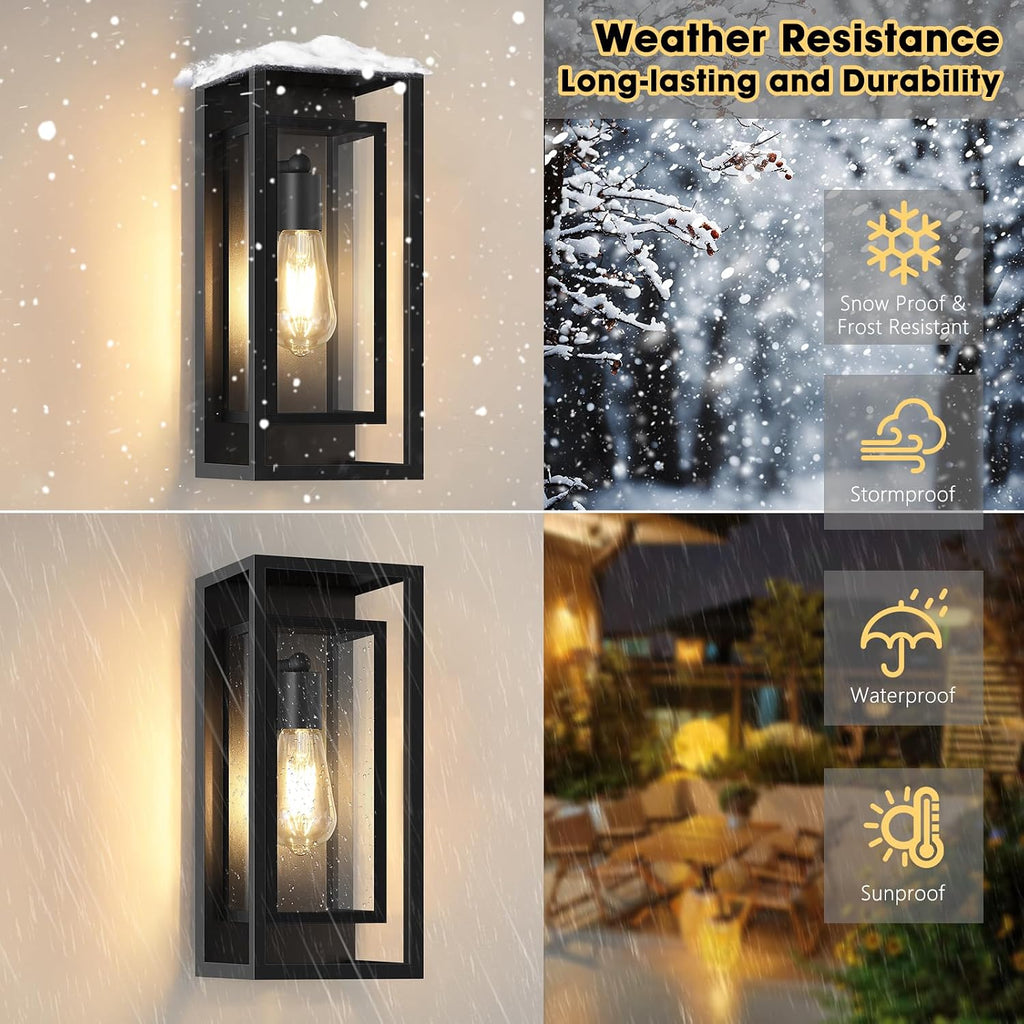 Black Outdoor Wall Lanterns 2 Pack