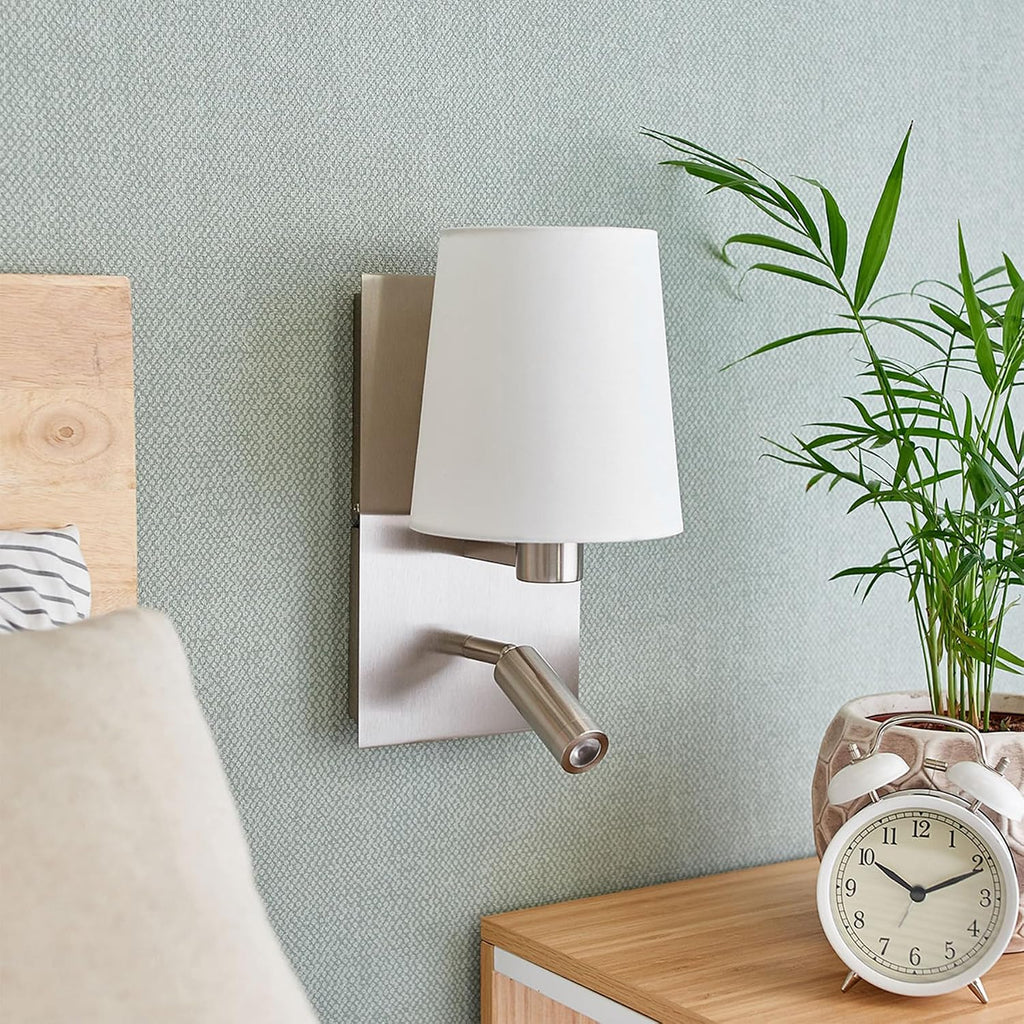 12.1" White Fabric Wall Sconce
