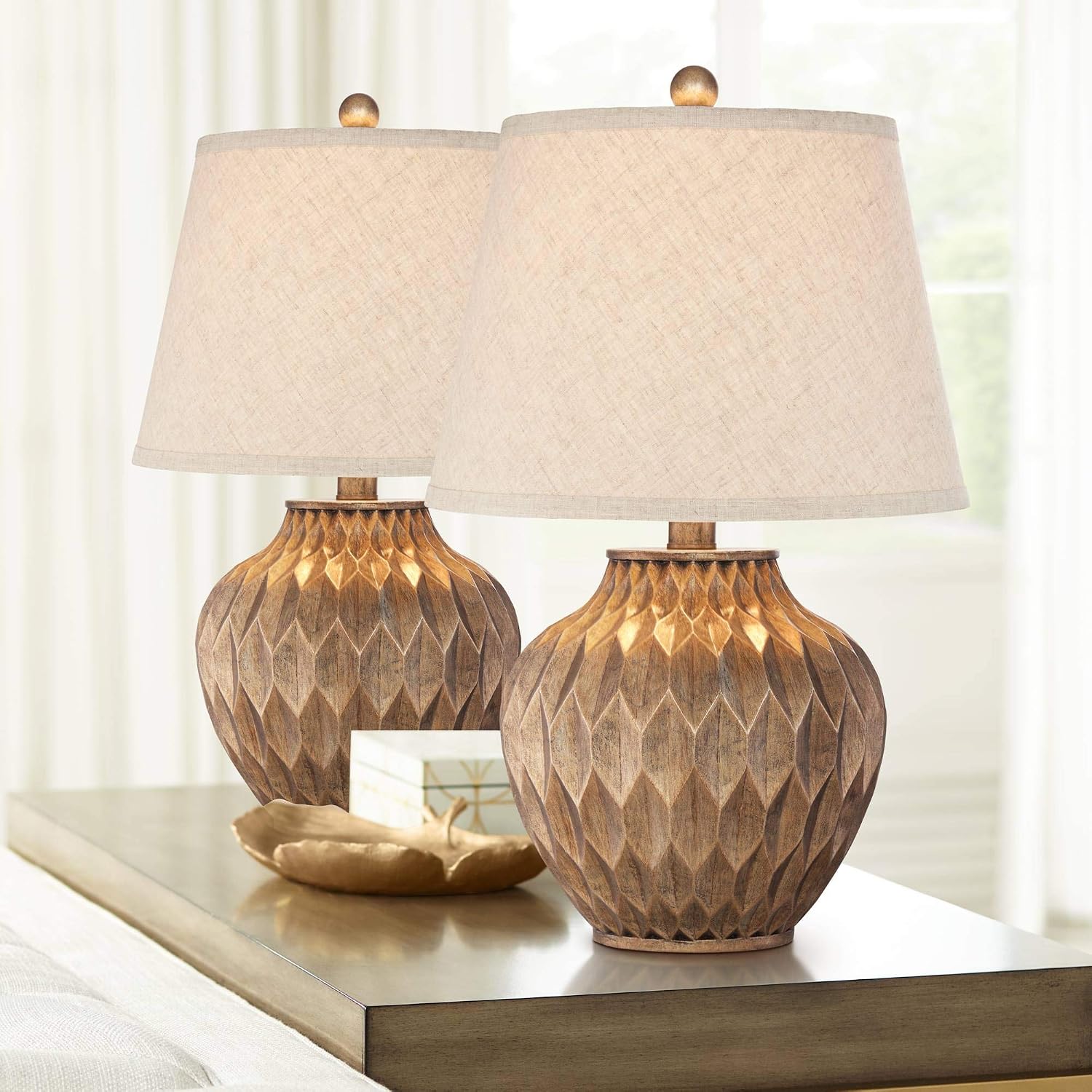 360 Lighting Bronze Table Lamps Set